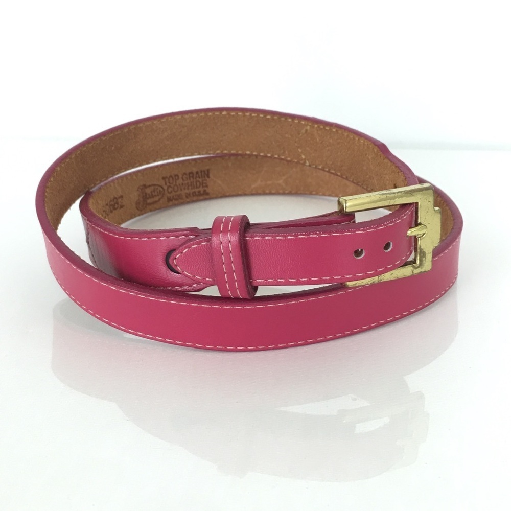 Justin Boots Women’s Pink Leather Statement Belt Size 32 Western Cowgirl Rodeo